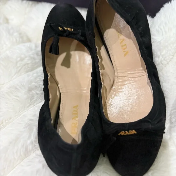 Prada Women's Black Suede Loafers with Bow - Picture 7 of 8
